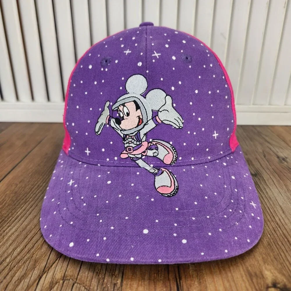 VTG Disney Minnie Mouse TomorrowLand Cap Purple Pink Space Stars Kids Goofy Hat